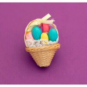 Vintage Mid Century Colorful Easter Egg Basket Brooch by Avon - Q1